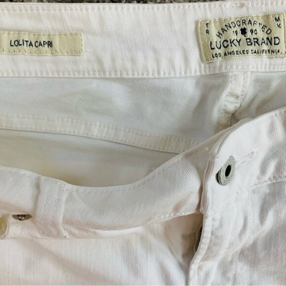 Lucky Brand Lolita White Cotton Denim Straight Fit Capri Jeans Womens Sz 8/29 VG - Picture 9 of 10